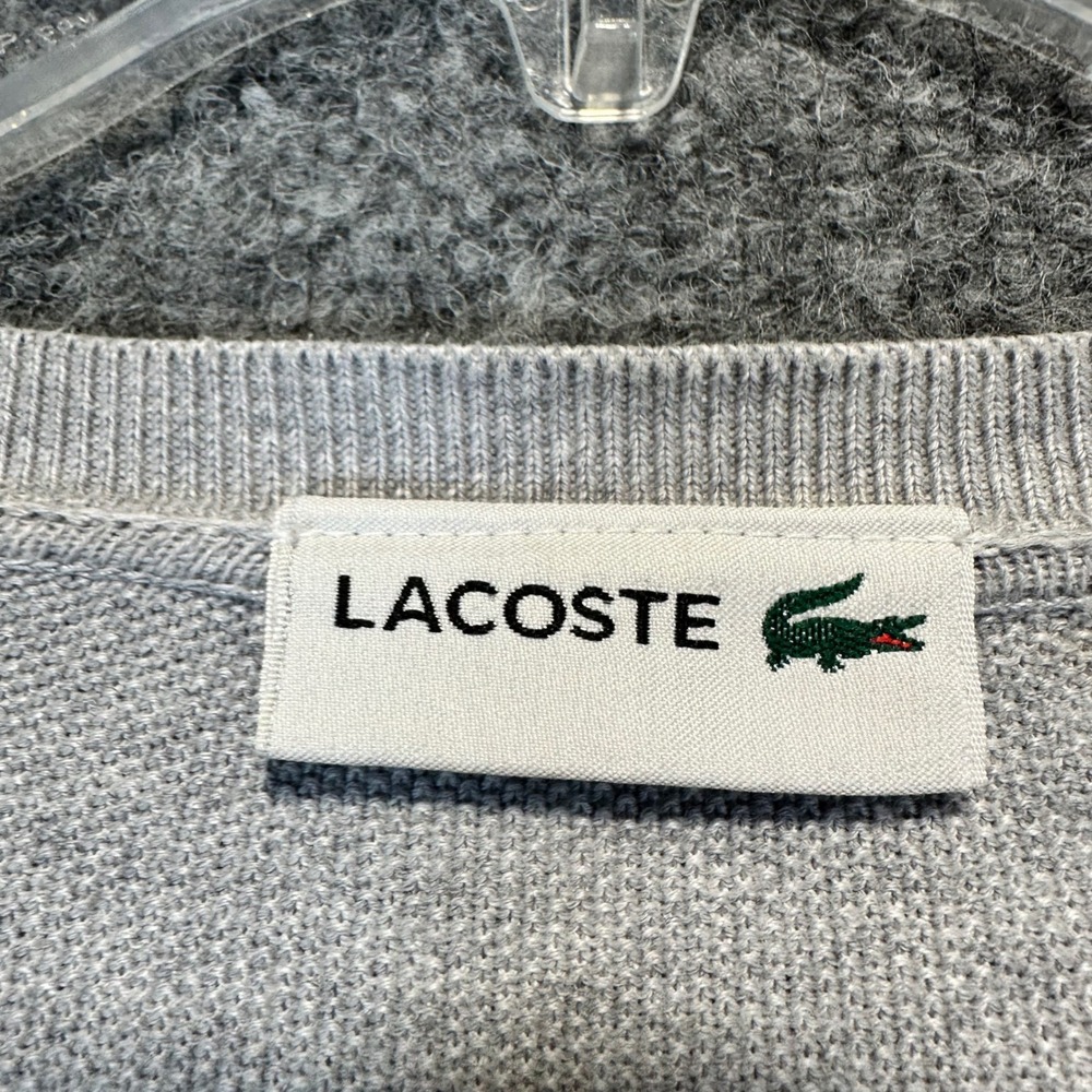 Lacoste Cardigan Sweater Mens XL Gray Classic Preppy V-Neck Button Up - Picture 4 of 13
